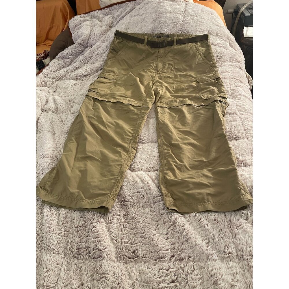 REI Mens Quick-Dry Convertible Cargo Pants, Belt Khaki Size XL , 30L,UPF 50+ Hik